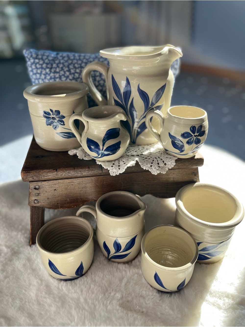 Williamsburg Salt Glazed Stoneware Collection - Cream and Blue- unused